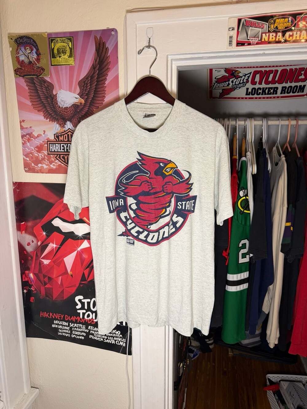 Vintage 90s Iowa State Cyclones Cynado Grey T-Shirt Size L